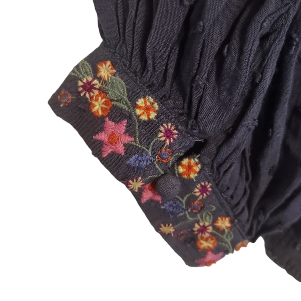 Luna Moon Floral Embroidered Boho Top Size L - Picture 6 of 11
